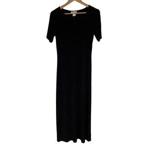 Vintage ESSE USA Short Sleeve Black Scoop Neck Maxi Dress Size Small